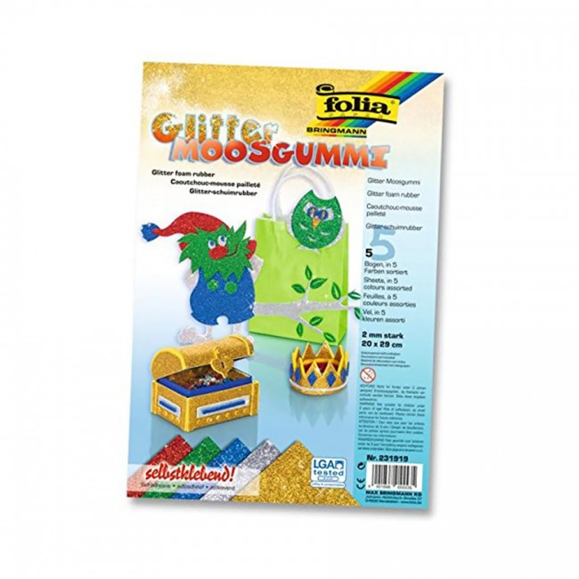 Glitter Foam 5Sheets 20X29Cm.Folia