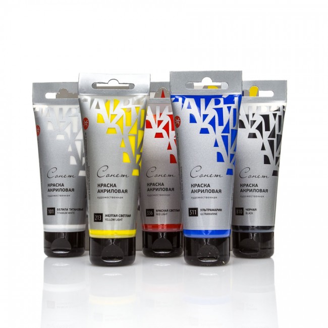 Acrylic colour set "Sonet" 5x75ml, cardboard box