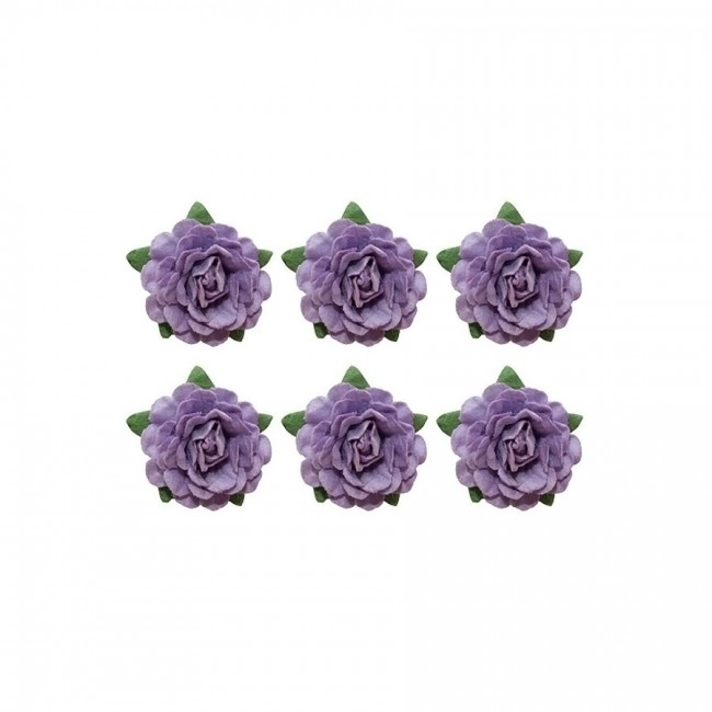 Tea Roses' Flowers, -18 Mm Diameter, 6 Pcs, Purple