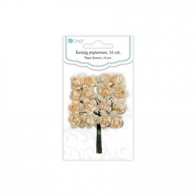 Paper Flowers 2Cm.  16Pcs  Dalprint  Roses -Ancien