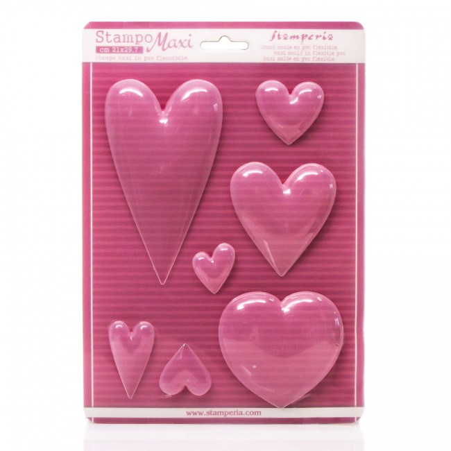 Soft Pvc Mould - Hearts A4 Size