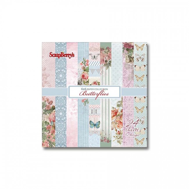 Paper and Cardstock pads 15x15cm, Butterflies 190Gsm 24 Sh.