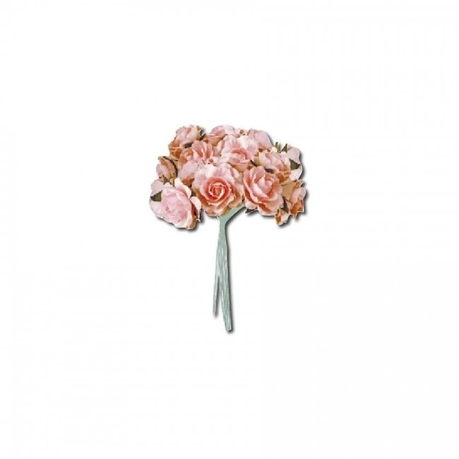 12 Pink Paper Small Roses Bouquet