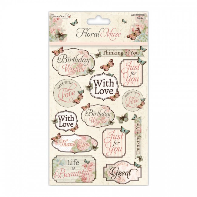 Dovecraft Floral Muse A5 Sentiment Stickers