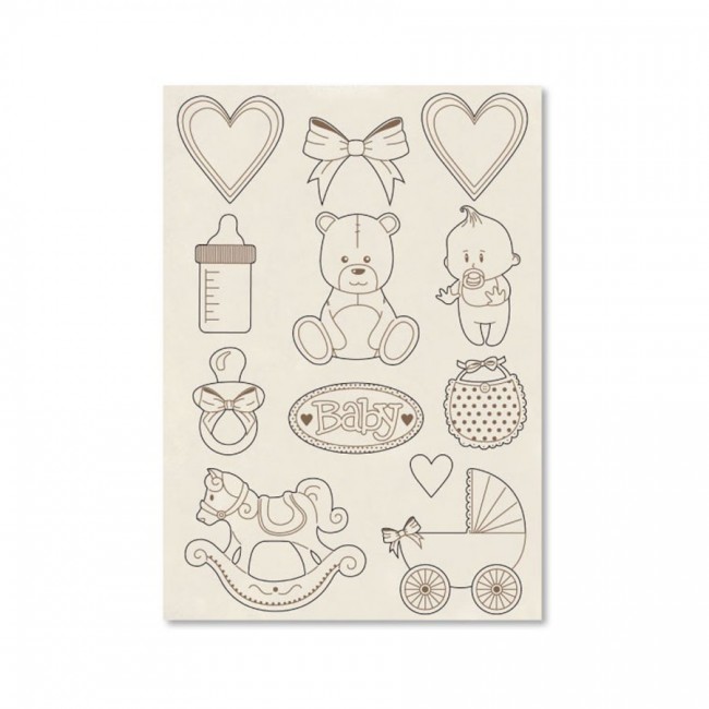 Carved Wooden Shape - A5 Size Baby