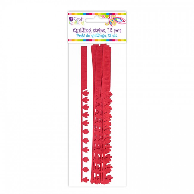 Peony&Fringe Petal Quilling Strips - Red, 12 Pcs