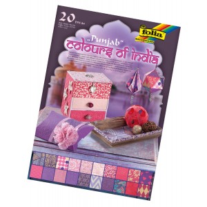 Natural paper "Colours of India" PUNJAB 20 sheets, DIN A4, rose/purple assorted
