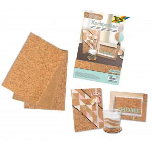 Cork-Paper self adhesive, 20x30cm 3 sheets in 3 motifs assorted