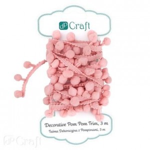 DECORATIVE POM POM TRIM, 3 M - PINK