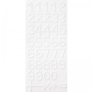 PEARL NUMBERS STICKERS, 40 PCS, - WHITE