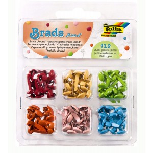 Brads "Round", 120 pieces colours and sizes assorted