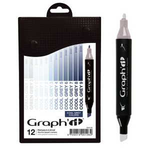 GRAPH'IT Marker, Set of 12 - Cool Greys