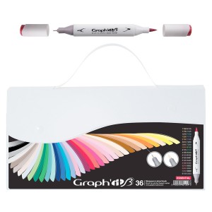 Graph'it Brush Marker Set of 36 Brush Markers - Essential