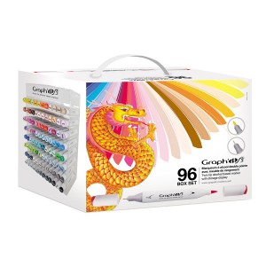 The ultimate case of 96 Graph'it Brush Markers with a display stand - New