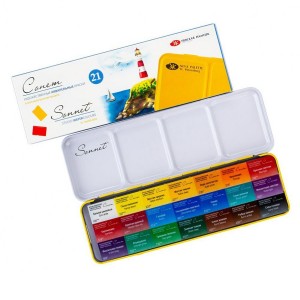 Watercolour set 21colours, metal box