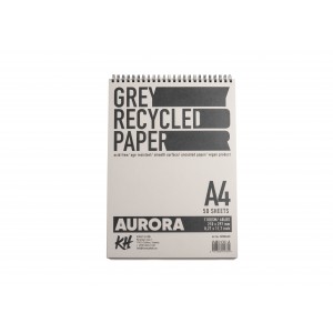 Recycled Pad Grey 50sheets, 110gsm A4 Spiral binding, AURORA