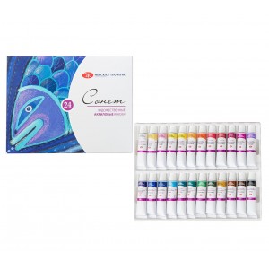 Acrylic artists' colours set "Sonnet" 24 colours in 10 ml tubes, cardboard box
