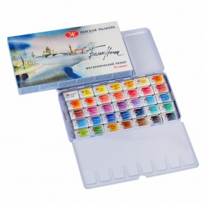 Water colour "White Nights" 35 pan*2,5ml set,Metal box