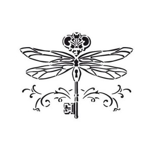 All-Purpose Stencil A3 "Golden Key/Dragonfly"