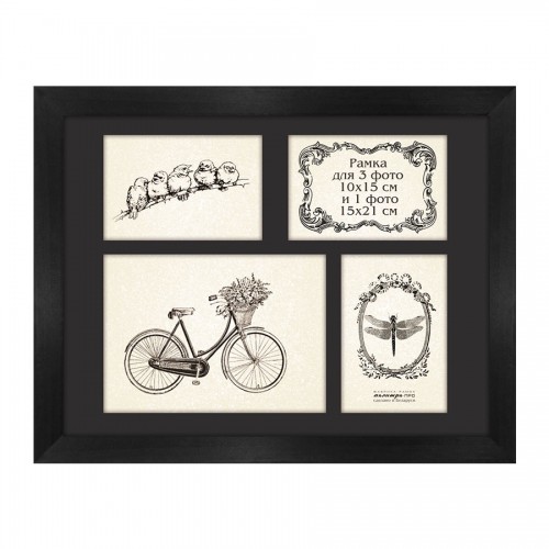 Wooden frame with glass 30X40 for 4 photos GP630-07/2493 (black/black)