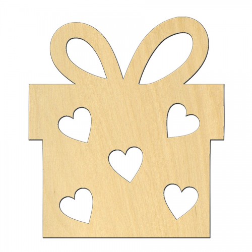 Wooden pc. for art 500 "Present with hearts" 7,5х8,5 cm