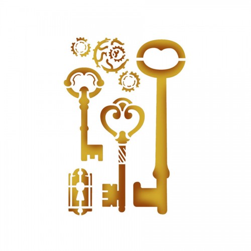 Stencil D  cm. 20x15 Keys and lock