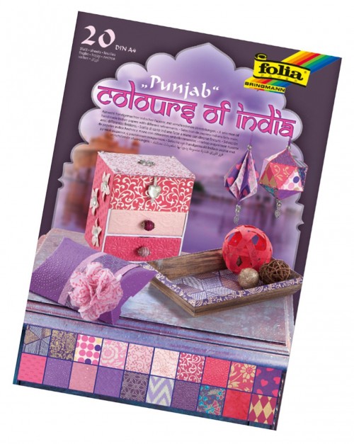 Natural paper "Colours of India" PUNJAB 20 sheets, DIN A4, rose/purple assorted