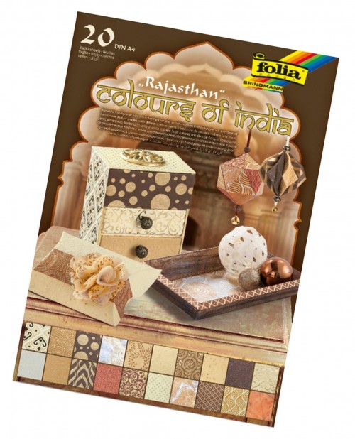 Natural paper "Colours of India" RAJASTH 20 sheets, DIN A4, gold/brown assorted