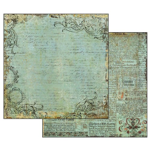 Double Face Paper Alchemy Manuscript Turquoise Background