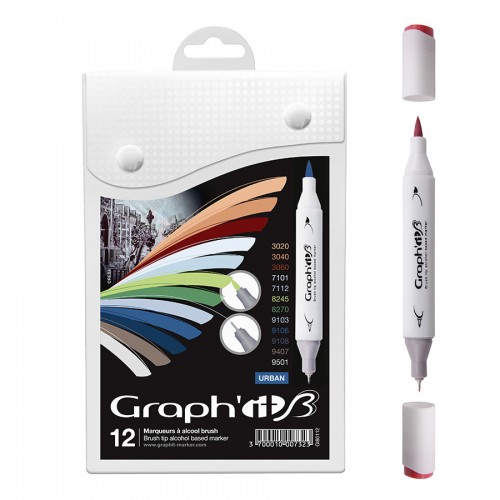 Graph'it Brush Marker Set of 12 Brush Markers - Urban