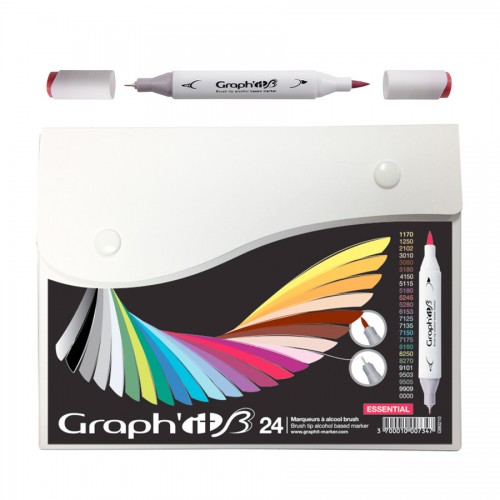 Graph'it Brush Marker Set of 24 Brush Markers - Essential