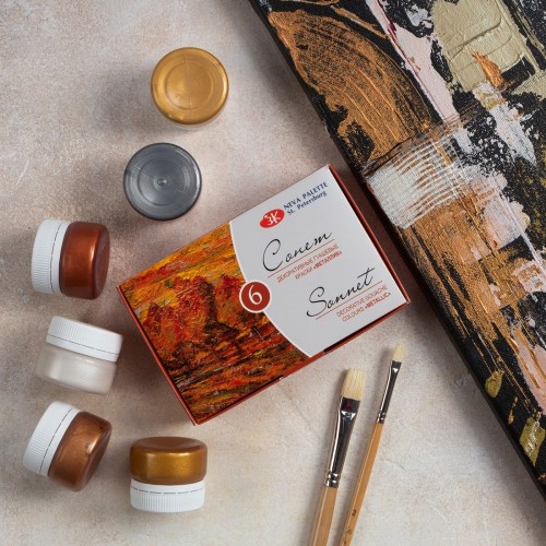 Gouache Set ''Sonet'' 6X20Ml Jars, Metallic St.-Petersburg