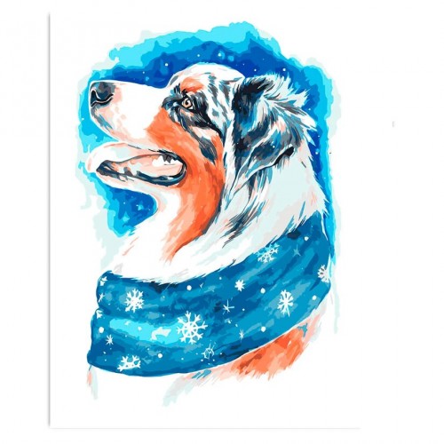 Diamond painting "Winter dog" 20x30cm.