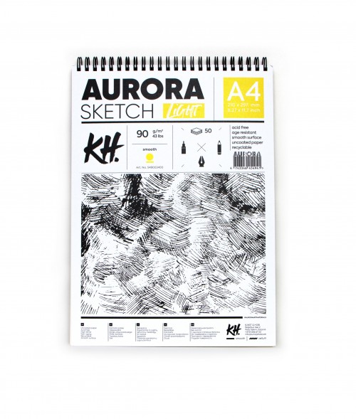Sketch Pad Light 50sheets, 90gsm A4 Spiral binding, AURORA