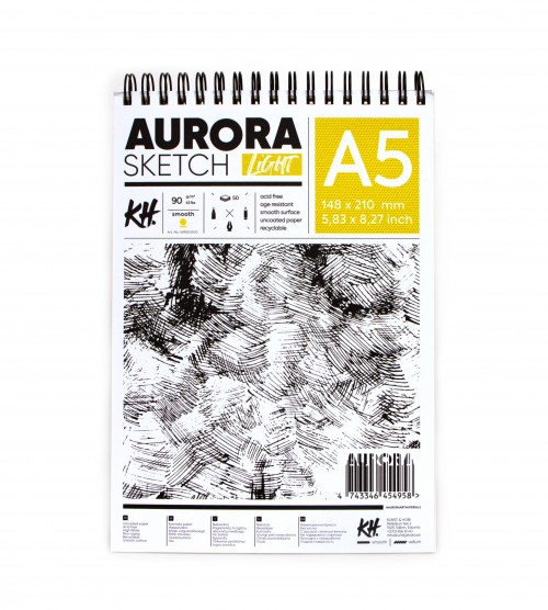 Sketch Pad Light 50sheets, 90gsm A5 Spiral binding, AURORA