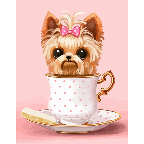 Standard Kit, painting by numbers, „Cute Dog in a Cup“, 35х45cm,