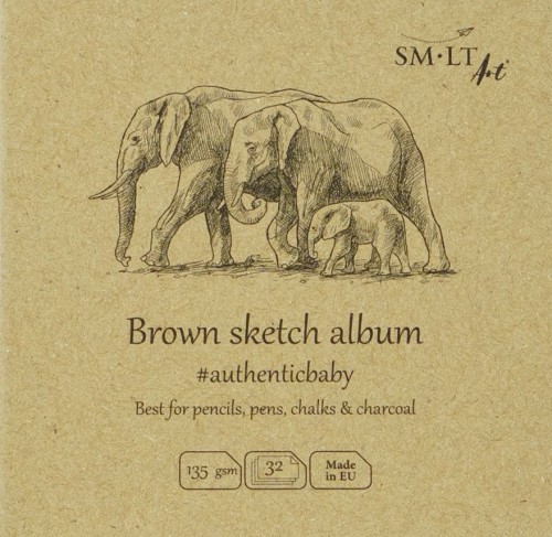 Brown sketch album "SMLT ART"  90x90mm,32sht,135gsm