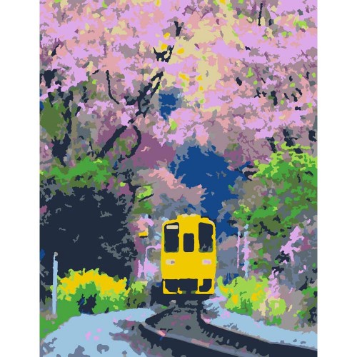 Kit-standard, acrylic painting by numbers, „Bright train“, ROSA START