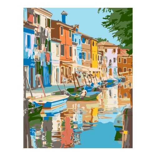 Standard Kit, painting by numbers, „City on Water“, 35х45cm, ROSA START