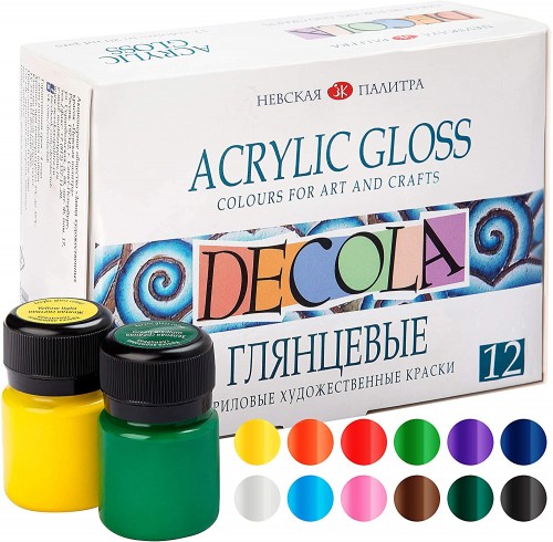 Set of acrylic colours, Decola, glossy, 12x20ml.