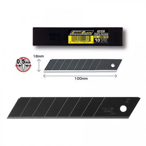 Olfa® 18Mm Black Ultra-Sharp Snap-Off Blades, 10 P
