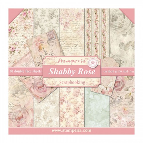 Paper and Cardstock pads 30x30cm, Stamperia, Shabby Rose