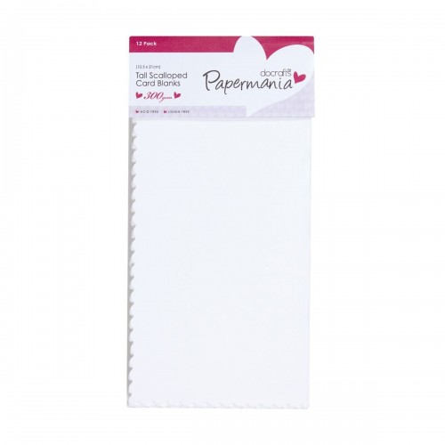 Tall Cards/Envelopes Scalloped (12pk, 300gsm) - Wh