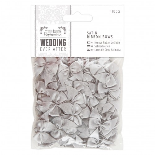 Satin Ribbon Bows (100pcs) - Wedding - Silver