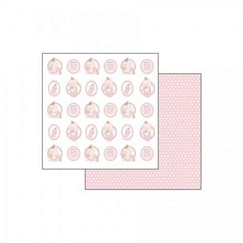 Double Face Scrap Paper -  Pois And Baby Pink Motifs
