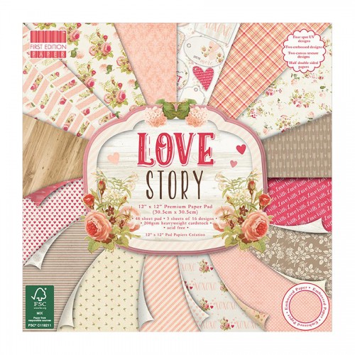 Paper and Cardstock pads 30x30cm,  Love Story