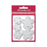Pack 5 cut white flowers