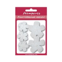 Pack 5 cut white flowers