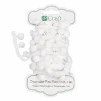 DECORATIVE POM POM TRIM, 3 M - WHITE