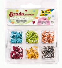 Brads "Shapes", 120 pieces colours and sizes assorted